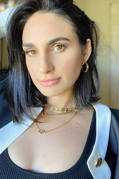 18K GOLD FILLED FRONT CLASP ROLO CHAIN NECKLACE