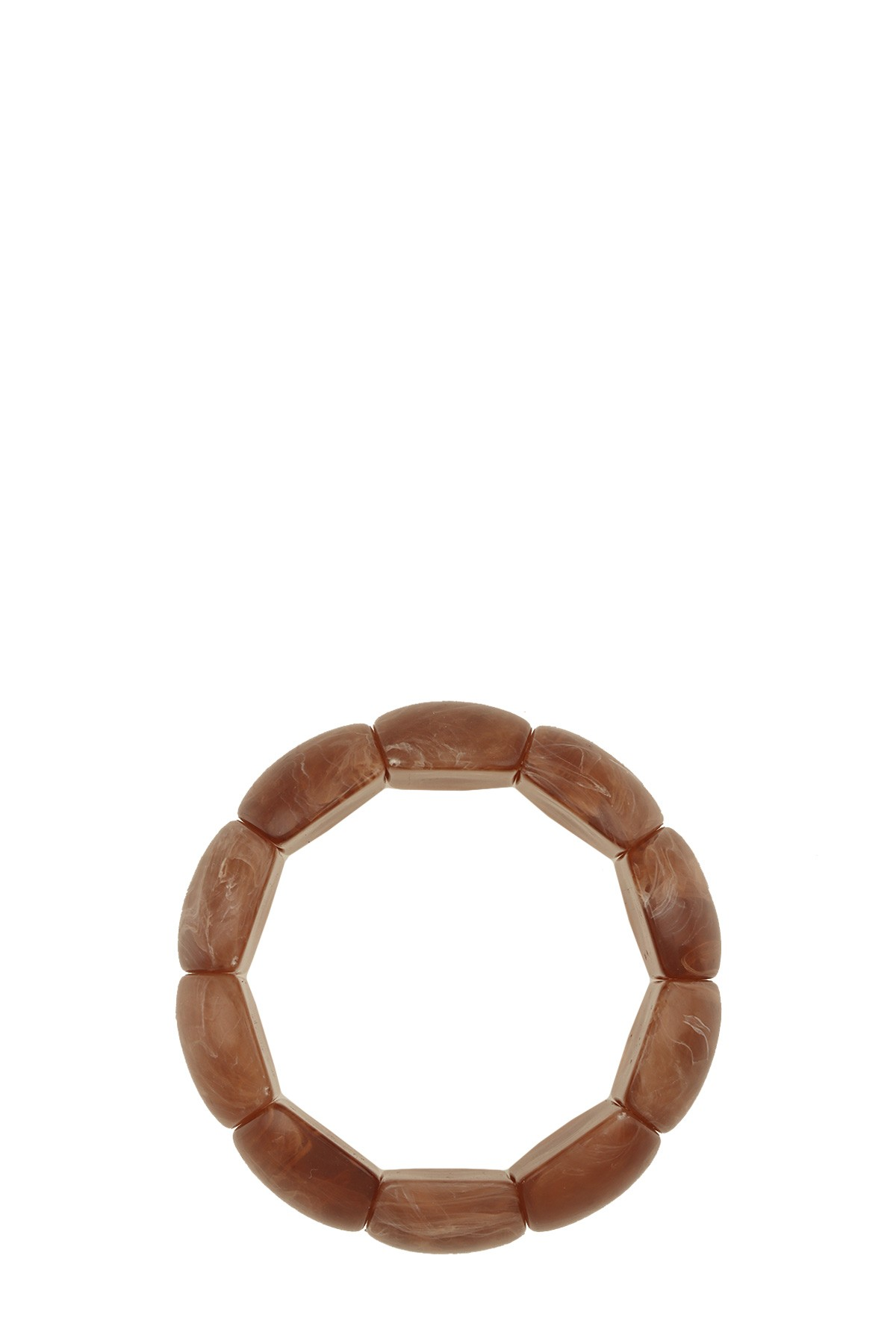 CHUNKY RESIN GEOMETRIC ELASTIC BRACELET (BROWN)
