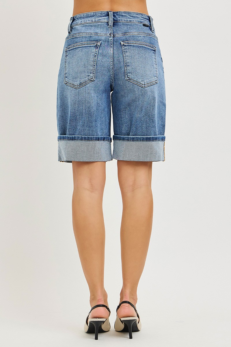 HIGH RISE MID LENGTH CUFFED SHORTS