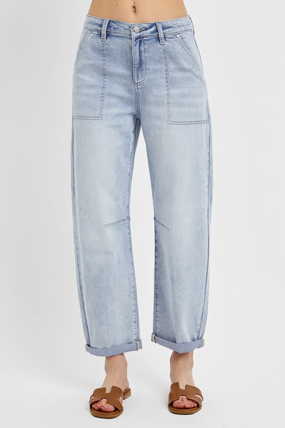 JULIA SLOUCHY BARREL RELAXED PATCH POCKET JEANS