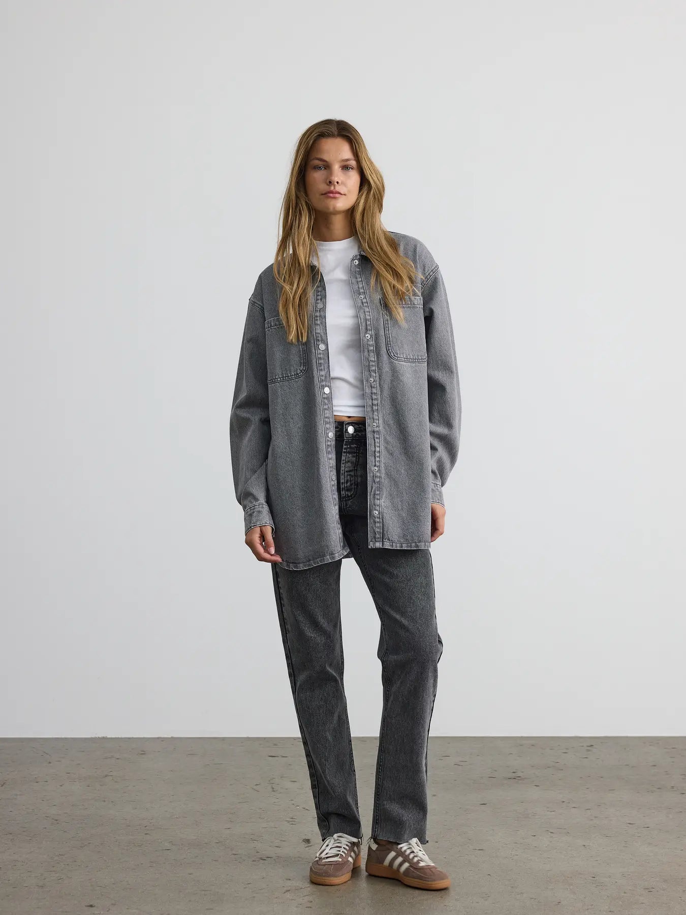 MALVA DENIM SHACKET COAT (GREY) | ONLY