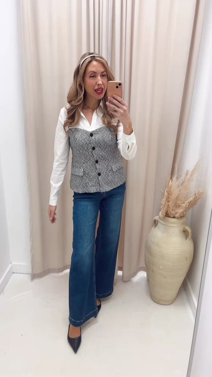 ALYSSA TWEED PEPLUM BLOUSE