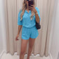 CLAVIYA TWO PIECE SHORT SET (BLUE)