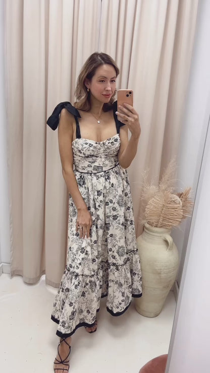 NEW DELLA FLORAL MIDI (BLACK\IVORY)