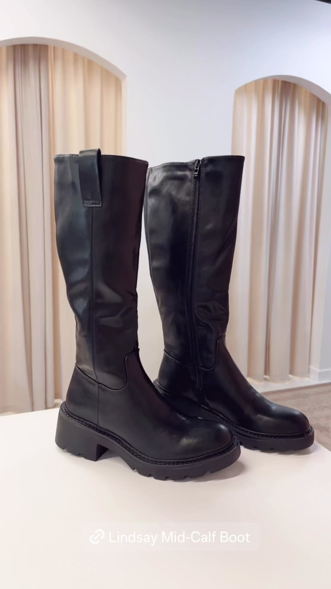 LINDSAY MID CALF BOOT (BLACK)