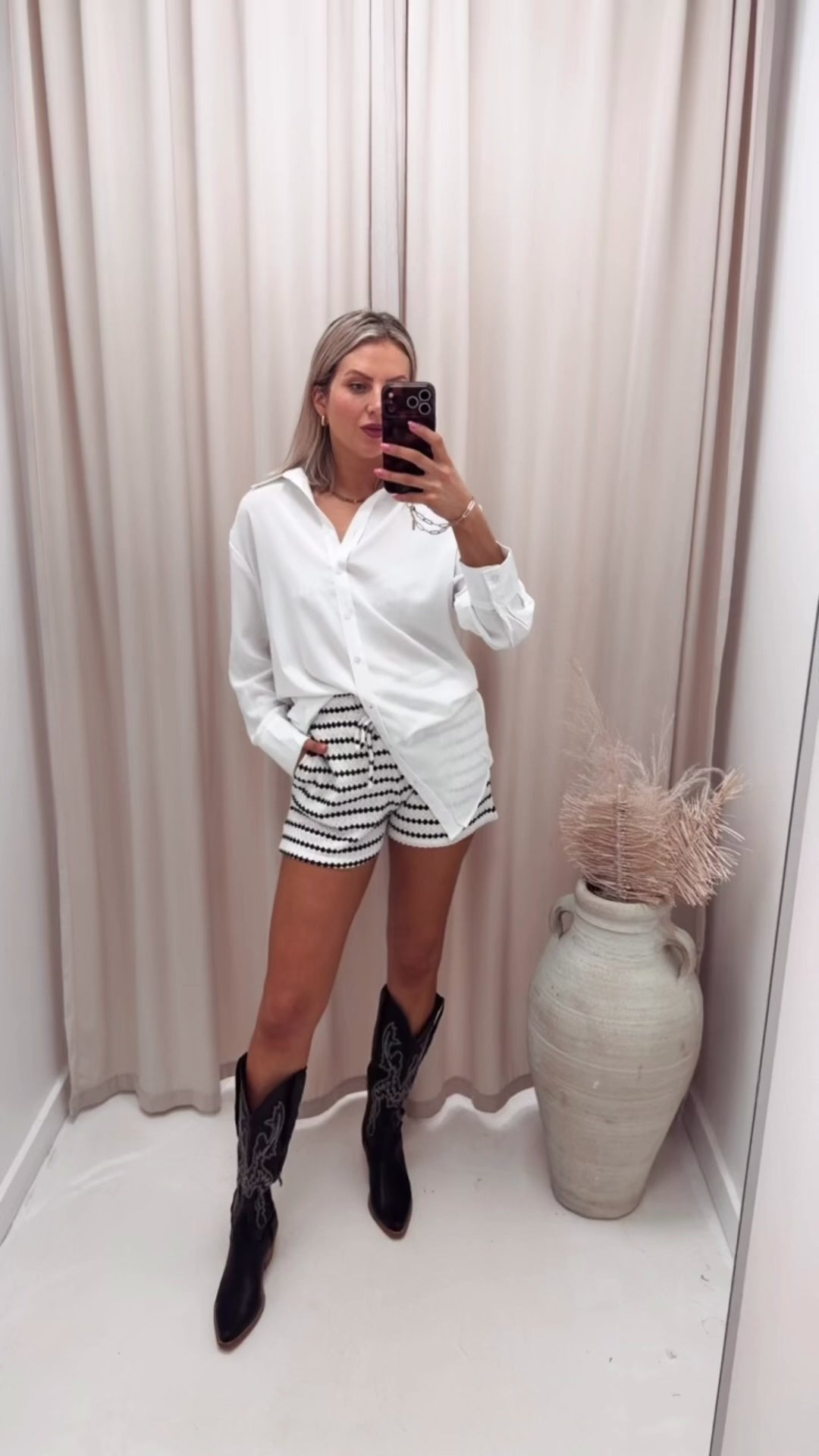 EVA CROCHET STRIPED SHORT | ONLY (WHITE)