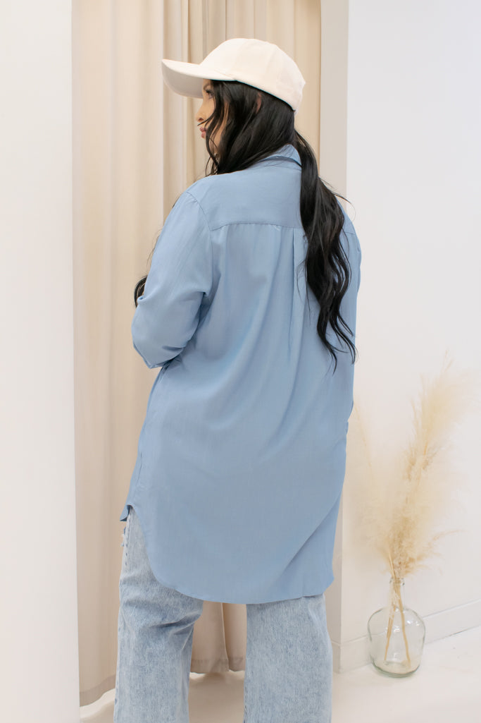 NEW OLIVIA BUTTON UP SHIRT (BLUE)