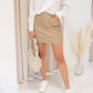 NEW TAMI FAUX LEATHER SKIRT (TAN)