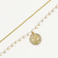 NEW 18K GOLD STACK PEARL & COIN NECKLACE