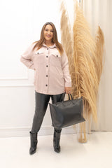 NEW BREE BUTTON UP SHIRT (HEATHERED BLUSH)