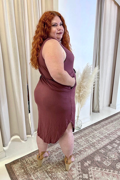 NEW DELANEY DRESS (MAUVE)| CURVY